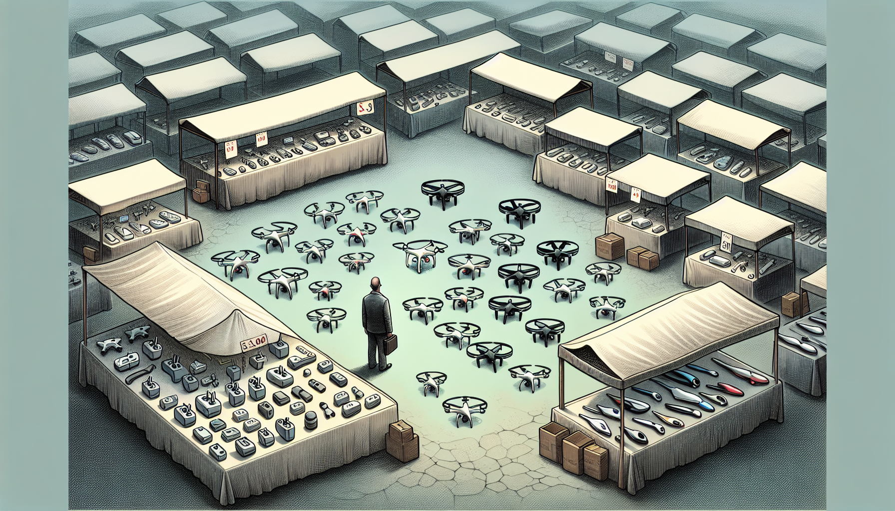 Illustration of a shrinking drone market